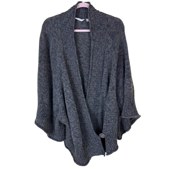 Soft Surroundings Brown Heather Cotton Cape Marled Single Button Cardigan (S/M) - Picture 1 of 15